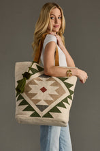 Load image into Gallery viewer, Cream, Green &amp; Tan Western Tote
