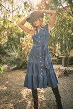 Load image into Gallery viewer, Tiered Denim Midi Dress
