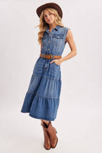 Load image into Gallery viewer, Denim Tiered Midi Dress

