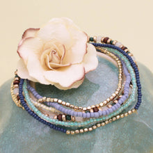 Load image into Gallery viewer, Cream Blue Green Stretch Bracelets Set
