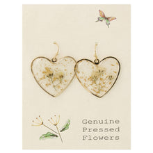 Load image into Gallery viewer, Queen Anne's Lace Dried Flower Heart Earrings
