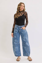 Load image into Gallery viewer, Floral Print Denim Barrel Jean
