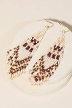 Load image into Gallery viewer, Triangle Seed Beaded Fringe Earrings
