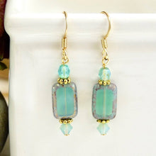 Load image into Gallery viewer, Czech Bead Rectangle Earrings
