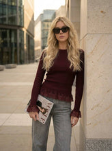 Load image into Gallery viewer, Lace Trim Knitted Top
