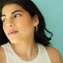 Load image into Gallery viewer, Faceted Round Gold Hoop Earrings
