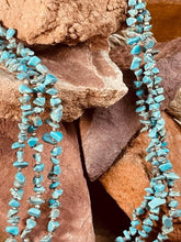 Load image into Gallery viewer, Santo Domingo Triple Strand turquoise nugget and heishi necklace with matching jaclas

