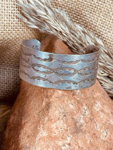 Load image into Gallery viewer, Vintage Navajo Sterling Silver Hand Stamped Wide Cuff Bracelet
