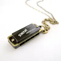 Load image into Gallery viewer, Black Anchor Chain Harmonica Necklace
