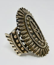 Load image into Gallery viewer, Stunning Heavy Silver Cuff w Repousse' and 5 Hand-Pulled Wire Shank
