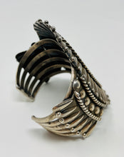 Load image into Gallery viewer, Stunning Heavy Silver Cuff w Repousse' and 5 Hand-Pulled Wire Shank
