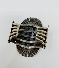 Load image into Gallery viewer, Stunning Heavy Silver Cuff w Repousse' and 5 Hand-Pulled Wire Shank
