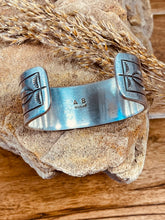 Load image into Gallery viewer, Heavy Navajo Hand Stamped Wide Silver Cuff Bracelet
