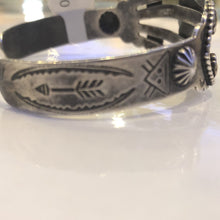 Load image into Gallery viewer, Fred Harvey Era Cuff with Turquoise Cabochon
