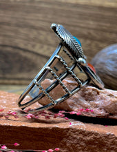 Load image into Gallery viewer, Navajo Cuff w/ Turquoise and Coral Stones
