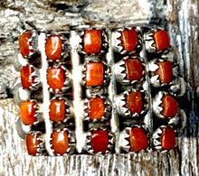 Load image into Gallery viewer, Vintage Zuni 4 Row Coral Ring
