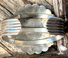 Load image into Gallery viewer, Navajo Flower W/ Center Turquoise Stone Cuff
