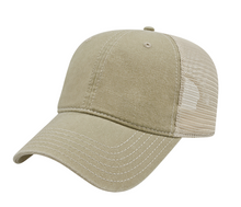 Load image into Gallery viewer, Washed Pigment Dyed with Washed Trucker Mesh Cap (Khaki/Stone)
