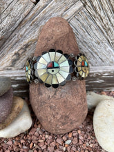 Load image into Gallery viewer, Zuni Mother of Pearl Sunface Cuff, size 7 1/4, Circa 1960s
