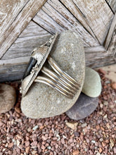 Load image into Gallery viewer, Vintage Navajo Turquoise and Coral Sterling Silver Cuff with a Bear Claw, 1970s
