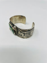 Load image into Gallery viewer, Sterling Silver Cuff with Green Turquoise Stone
